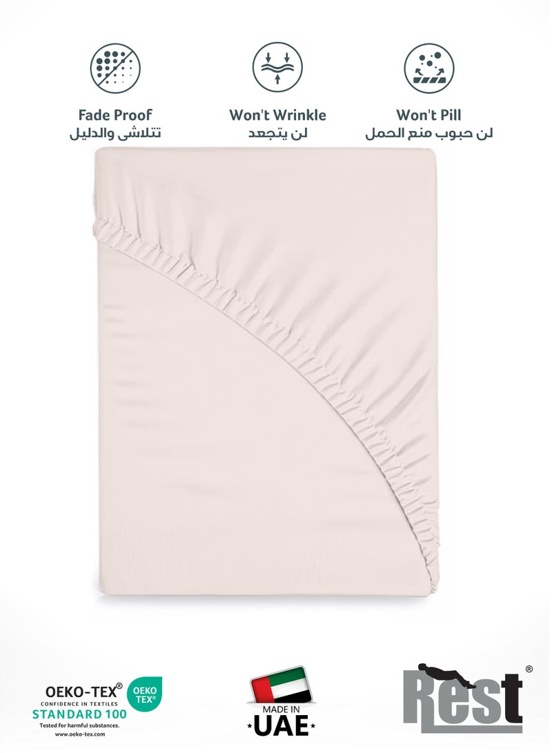 REST Fitted Bedsheet 160x200+30cm Breathable Plush Ivory Fabric with Deep Pockets Machine Washable for Optimal Protection - Image 4